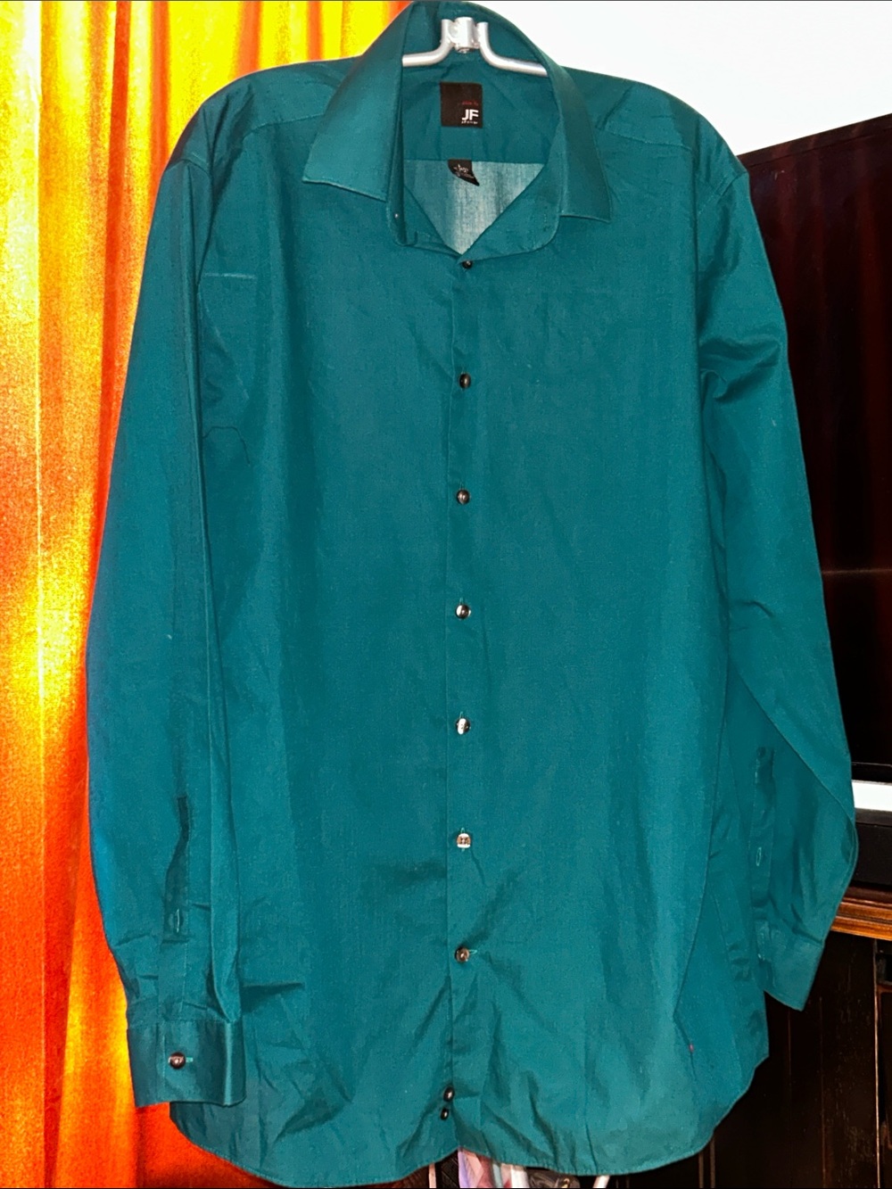 jf j.ferrar Teal Long-Sleeve Dress Shirt
